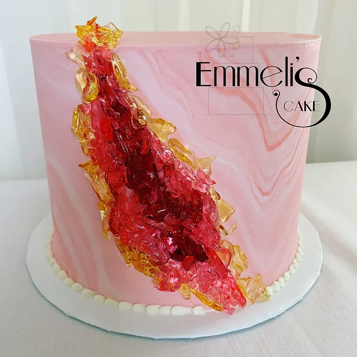Pink Geode Watermark Cake