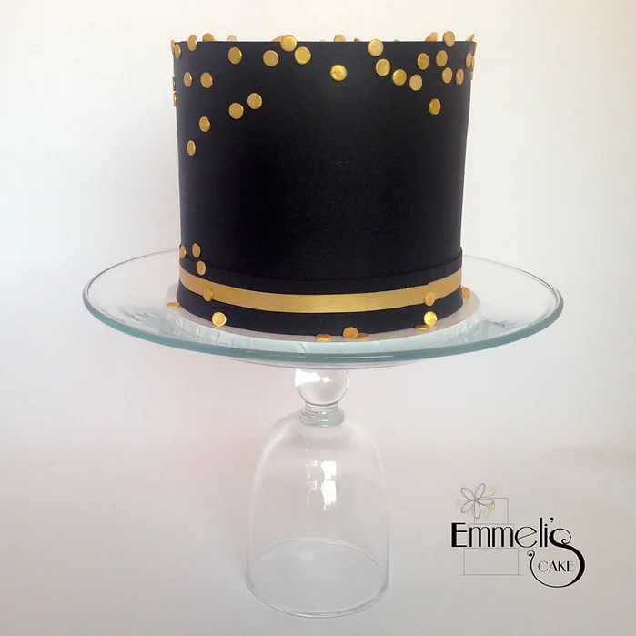 Gold Confetti On Black Cake