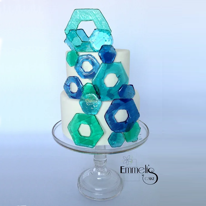 Sugar Glass Hexagons Cake